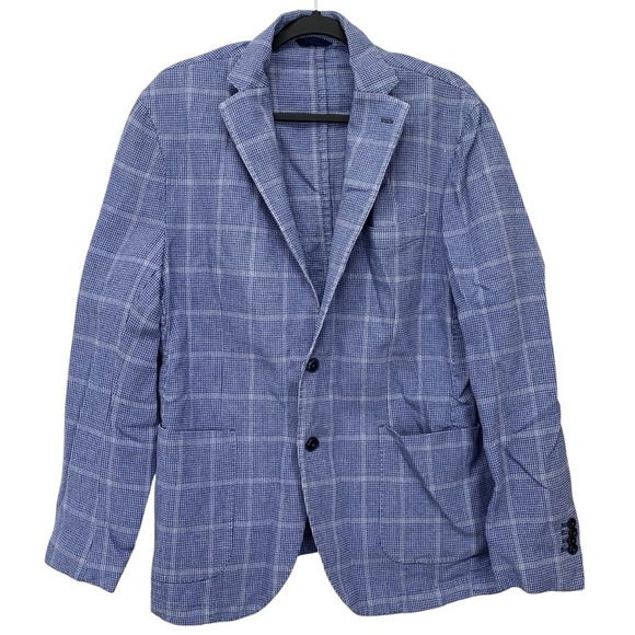 Luigi Bianchi Mantova L.B.M. 1911 Blazer Mens 54R Blue Linen Cotton Sport Coat - Picture 1 of 8